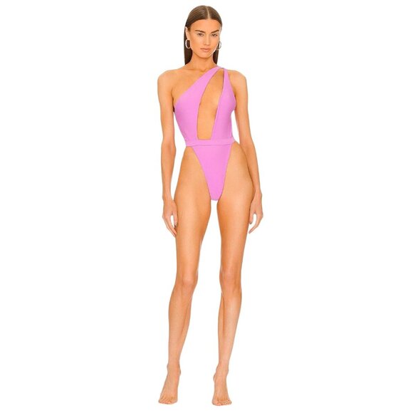 Michael Costello Kasie One Piece in Electric Purple Medium New Womens Swimsuit - Picture 1 of 7